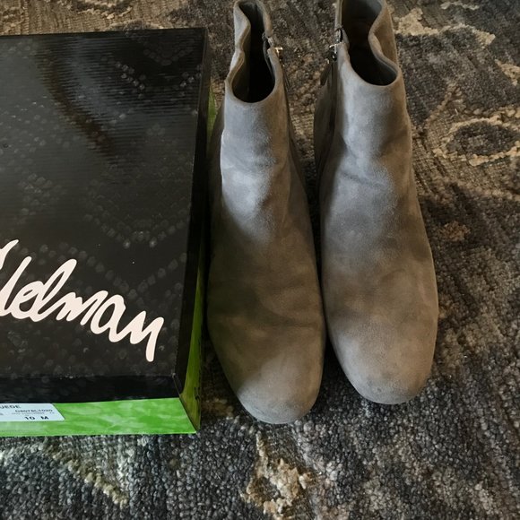 Sam Edelman Edith Grey Suede Block Heel Booties - Picture 11 of 13